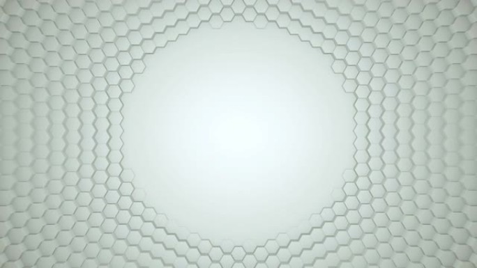 白色几何六边形表面图案动画。3D渲染。