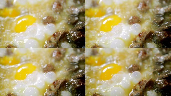 油炸肉和煎蛋卷