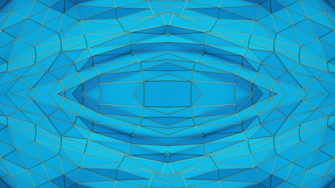 【4K时尚背景】蓝色闪动几何图形3D墙体