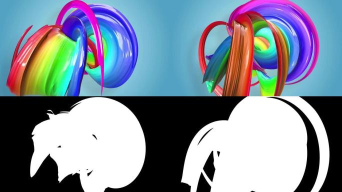 抽象无缝背景与五彩色带。彩虹条纹在一个圆圈中移动并扭曲。17