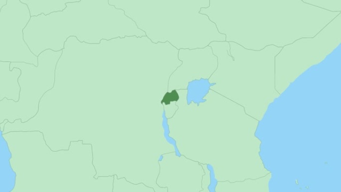 卢旺达地图与国家首都的pin。