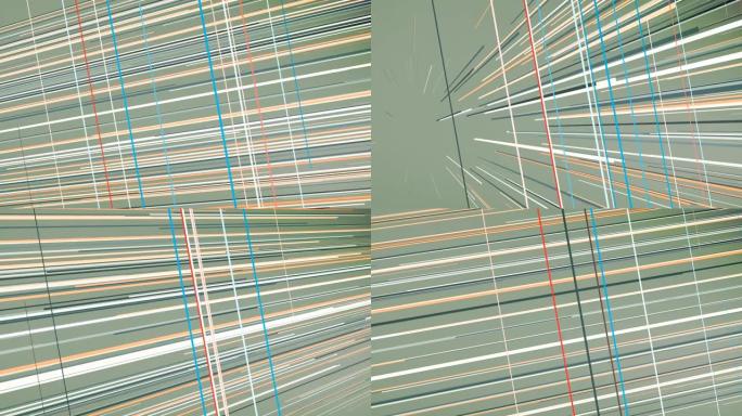 抽象连接相交的彩色线条移动和旋转。4k分辨率，未来派设计。