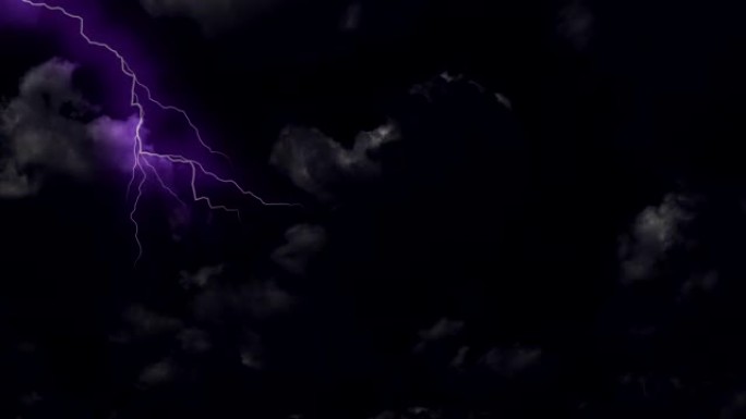 天空暗夜背景中闪电的动画。