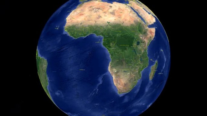 赞比亚有国旗。太空中的3d地球-zoom in Zambia outer
