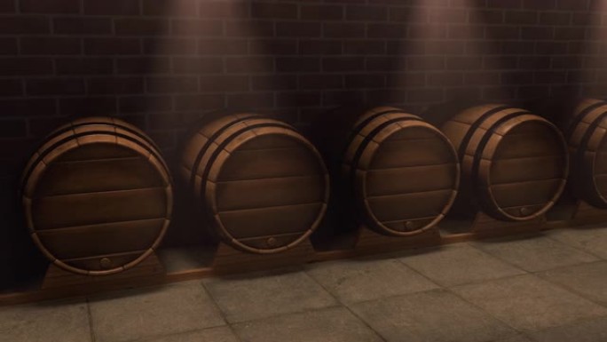 酒窖配有橡木木桶，配有豪华威士忌、啤酒或酒精饮料