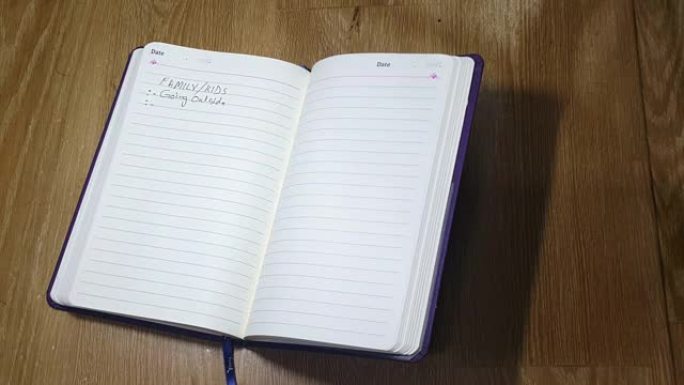 在日记中写重要笔记的特写视图