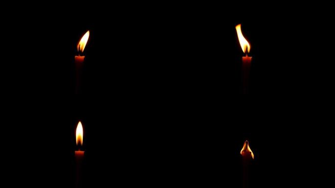 夜晚黑暗中明亮的蜡烛。蜡烛熄灭前的节奏和命运