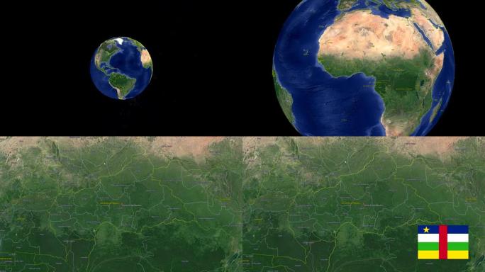 有旗帜的中非共和国。三维地球在空间缩放中非共和国外