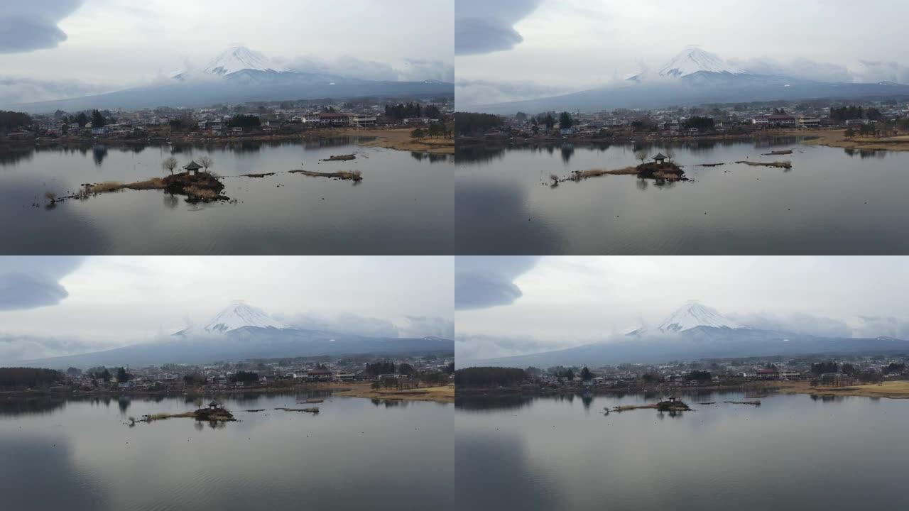 日本富士山鸟瞰图。