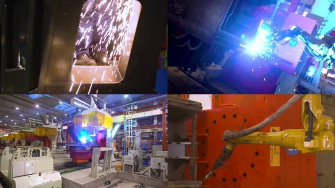 焊工正在焊接一块金属 一台机器被用来制造一块金属 焊工正在焊接一块金属
