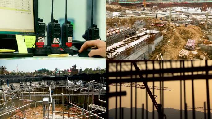 一名工人正在建筑工地工作 两个男人在建筑工地工作  有起重机和推土机的建筑工地