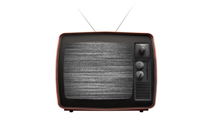 隔离在白色背景上的复古旧电视上的静态噪声