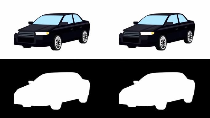 卡通孤立黑色汽车平面动画