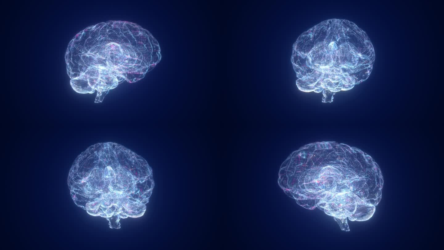 蓝色高科技大脑医学演示人工智能全息投影