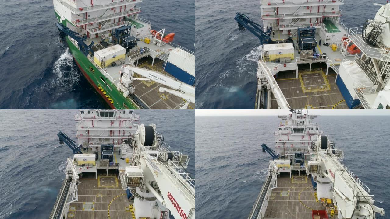 深海或海洋中的石油钻探船，