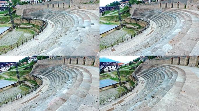 马其顿奥赫里德举行著名的奥赫里德夏季音乐节的水上运动场的圆形剧场座位