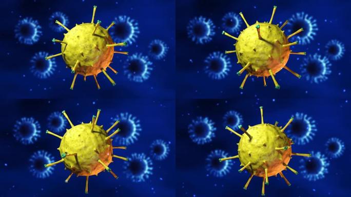 三维病毒和细菌动画的显微视图