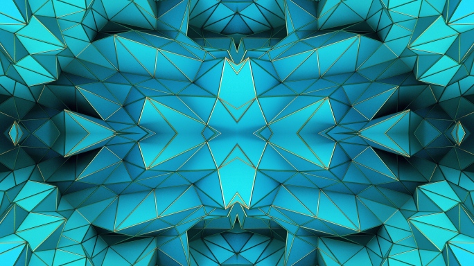 【4K时尚背景】蓝绿闪动几何图形3D装饰