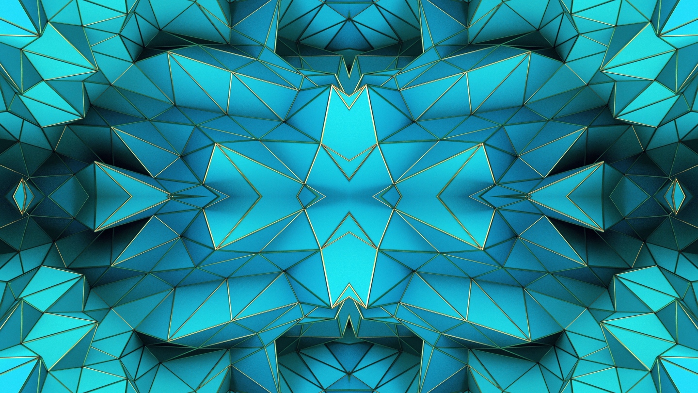 【4K时尚背景】蓝绿闪动几何图形3D装饰