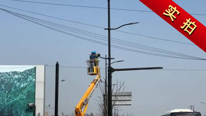 修路灯 城市路灯检查 路灯维修 维护作业