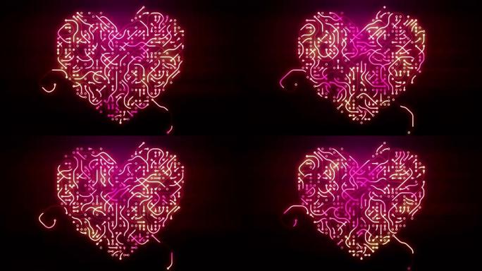 心脏动画循环形状的电路板