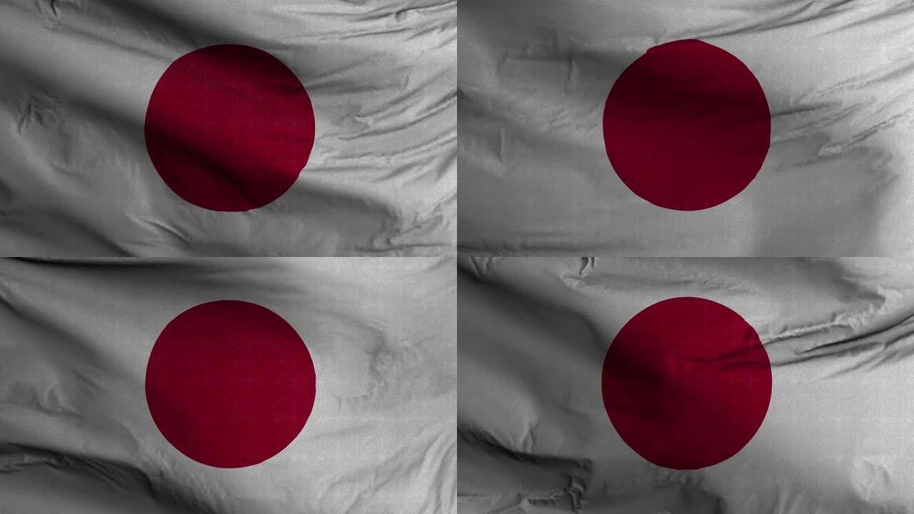 日本国旗纹理挥舞背景4K