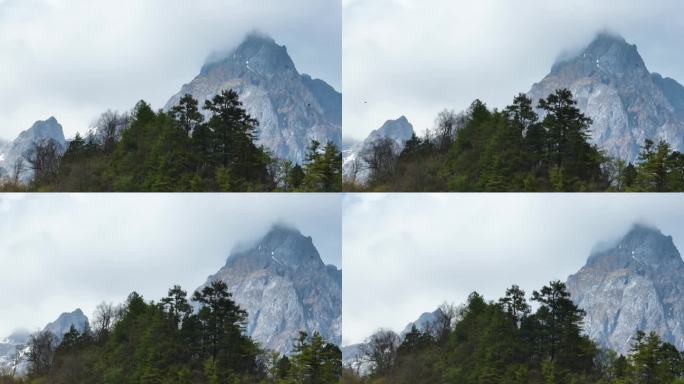 蓝天白云云雾山峰