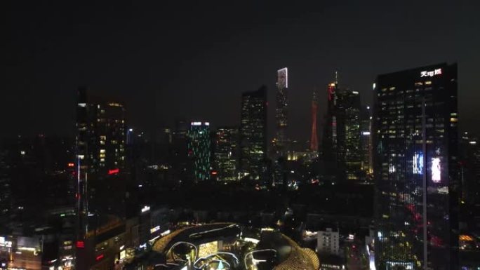 鸟瞰图广州城市夜景