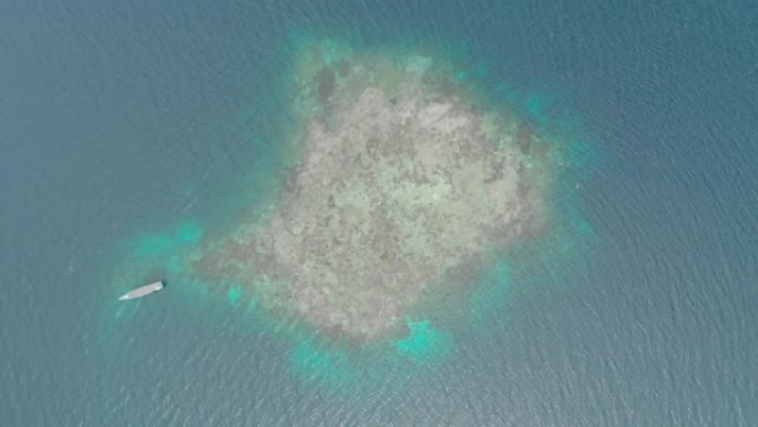空中: 飞越珊瑚礁绿松石水热带岛屿-印度尼西亚