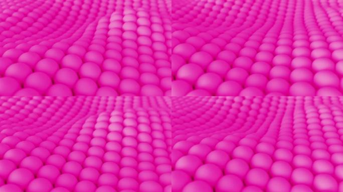 3D抽象纹理紫罗兰球波浪背景形状。4k循环计算机渲染动画。