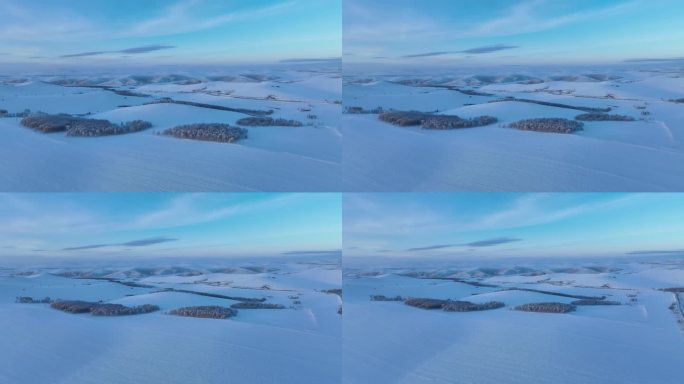 寒冬丘陵山区雪景风光