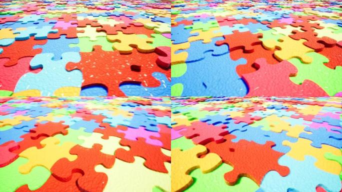 美丽的彩色拼图碎片抽象概念4k
