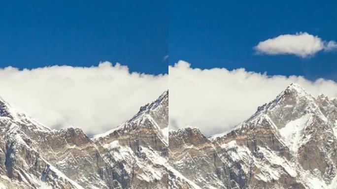 垂直视频。安装。珠穆朗玛峰，最高山峰8845米。