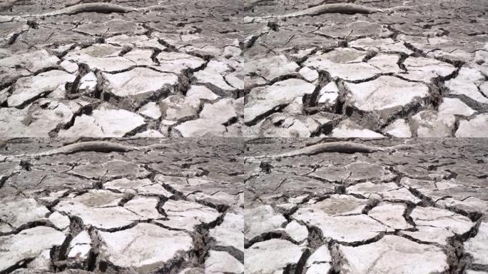 干旱裂开的地面，干裂的湖泊，干旱的土壤在河底