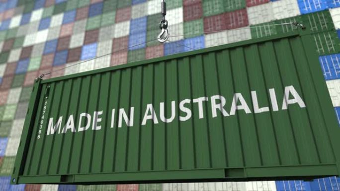 带有澳大利亚制造标题的货物集装箱