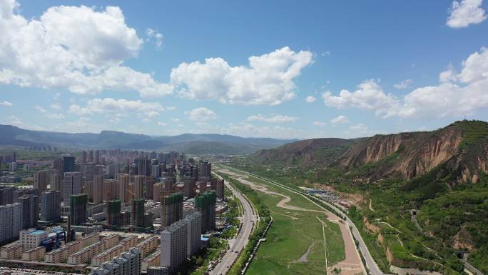 平凉  航拍  城市街景  4K