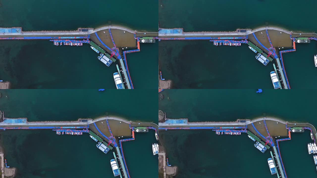 秦海湖附近码头的实时/鸟瞰图