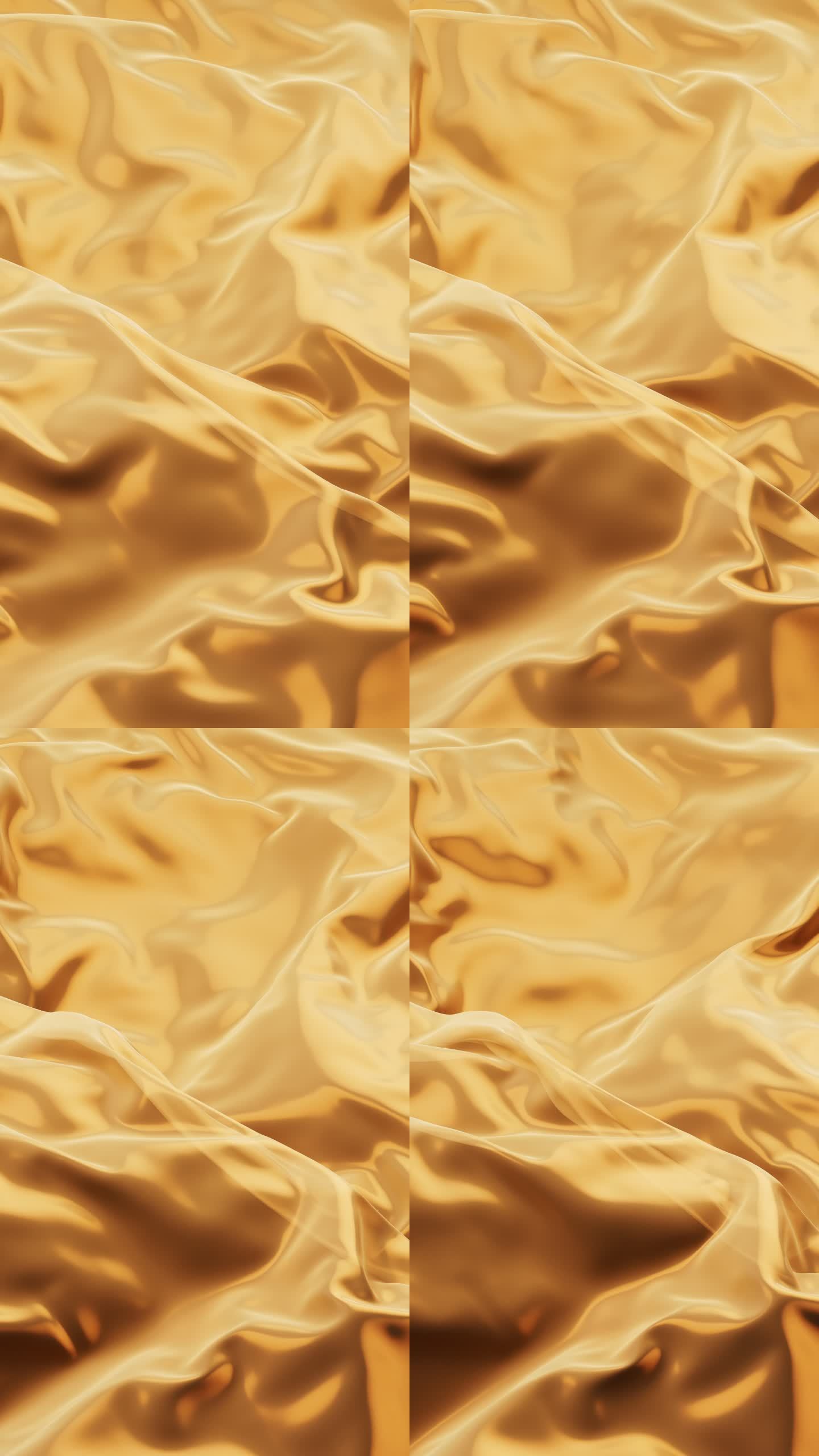 流动飘舞的金色布料3D渲染