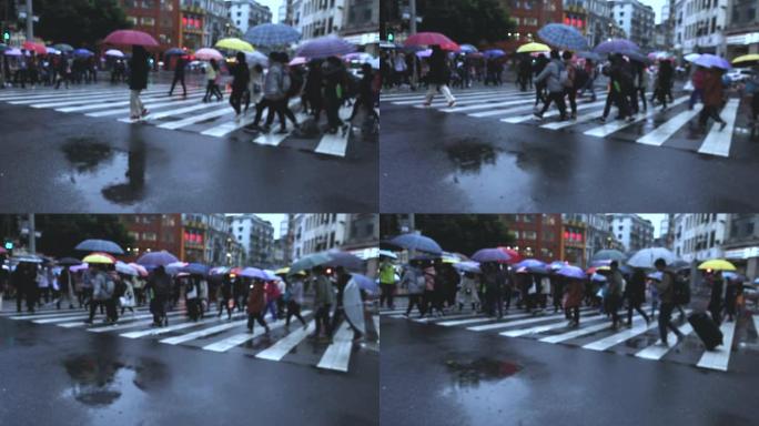 游客们走过斑马线