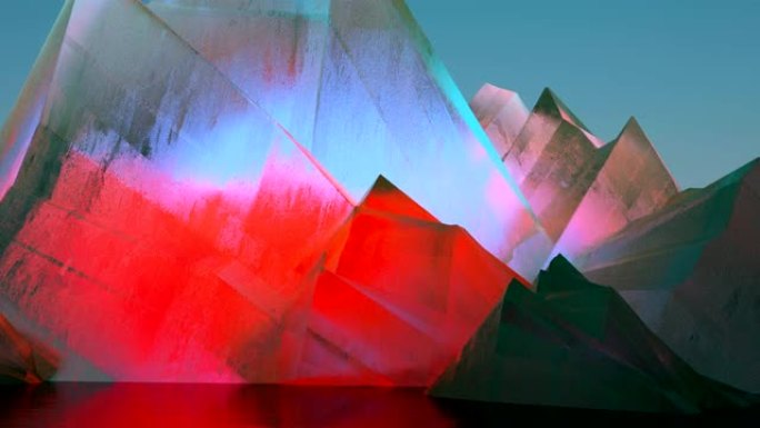 五颜六色的水晶，看起来像山。