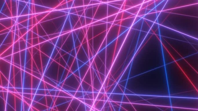科幻未来派霓虹灯激光管闪烁红色蓝光-4k无缝VJ循环运动背景动画