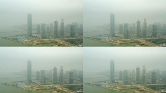 珠海城市湾建筑街区航空全景4k中国