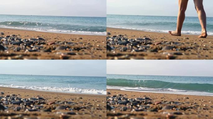 土耳其海岸平缓海浪的冲浪。沙滩