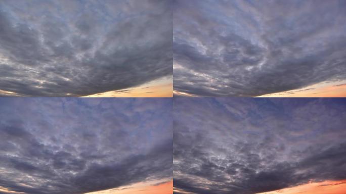 日落时间推移时的移动云