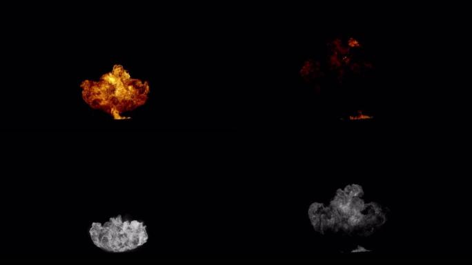 带亮度哑光通道的VFX小型火球爆炸慢动作广角