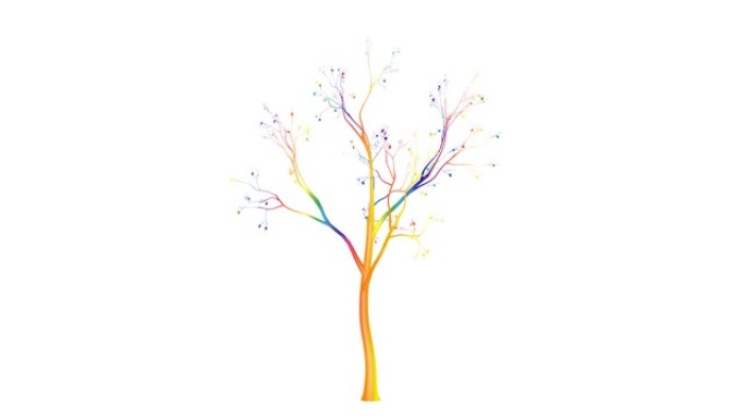 孤立生长的彩虹树的3d渲染