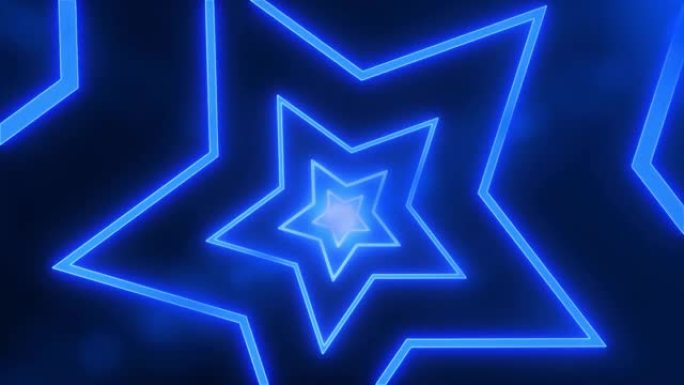 霓虹蓝星形成隧道的抽象数字背景。CG动画3d渲染。无缝回路