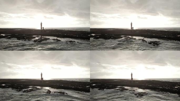 埃尔科蒂略航拍画面中的灯塔埃尔托斯顿-富埃特文图拉岛