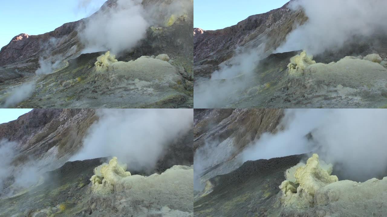 新西兰白岛山区火山的间歇泉。