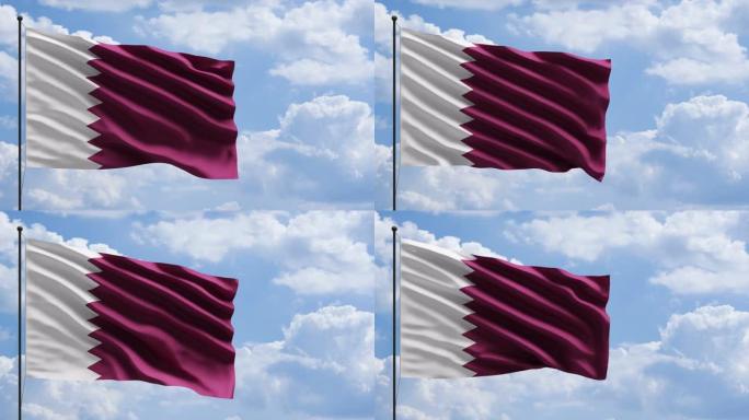风中的卡塔尔国旗概念